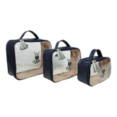 Kit Necessaire Crystal com 3 Rinoceronte em Couro Personalizada